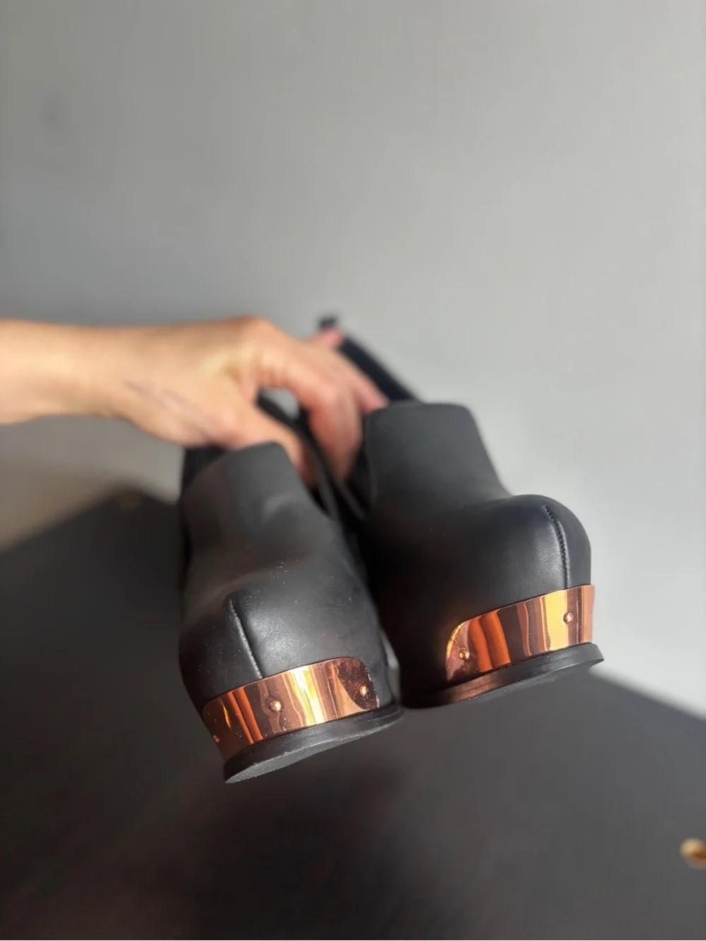 Women’s Black Platform High Heels with Copper Accent